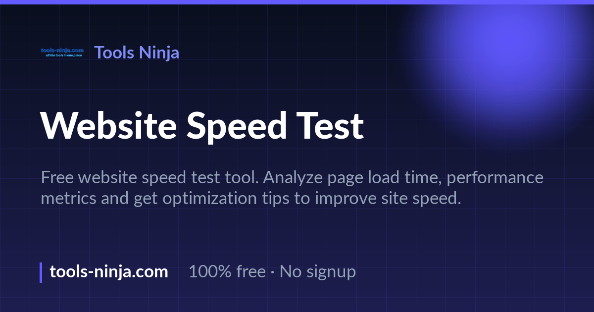 Website Speed Test - Page Load Time Free | Tools Ninja